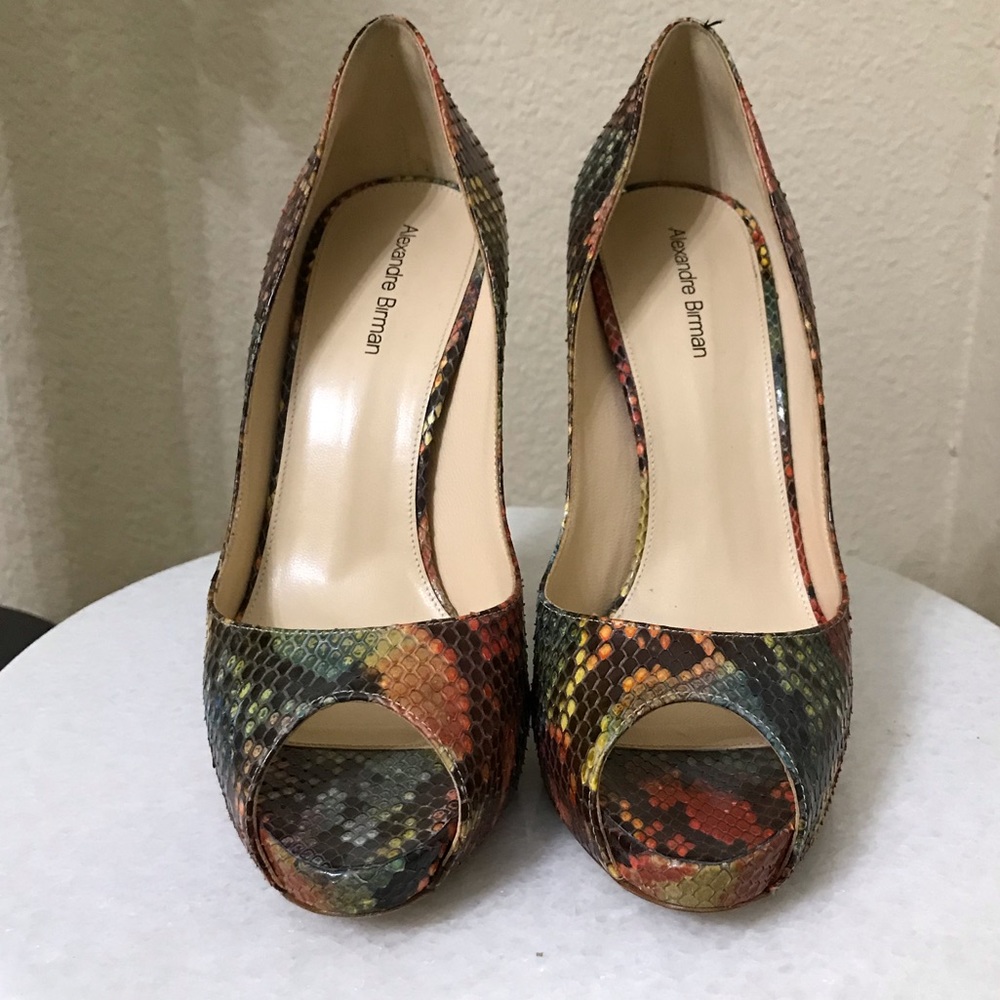 Alexandre Birman Python Peep Toe Heels - image 4